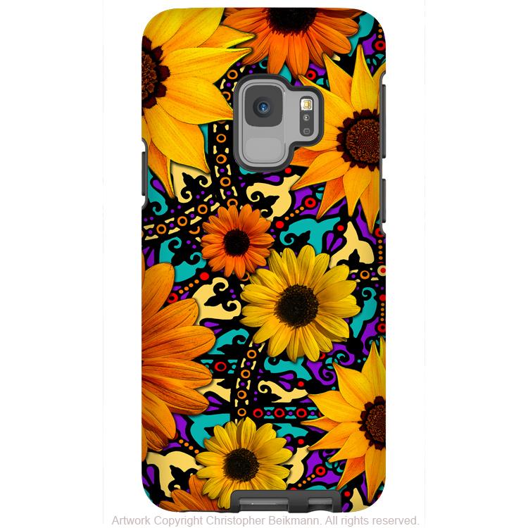 Sunflower Talavera Floral - Galaxy S9 / S9 Plus / Note 9 Tough Case - Dual Layer Protection for Samsung S9 - Paisley Art Case - Galaxy S9 / S9+ / Note 9 - Fusion Idol Arts - New Mexico Artist Christopher Beikmann
