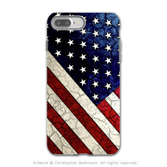 U.S. Flag Distressed - Artistic iPhone 7 PLUS - 7s PLUS Tough Case - Dual Layer Protection - Stars and Stripes - iPhone 7 Plus Tough Case - Fusion Idol Arts - New Mexico Artist Christopher Beikmann