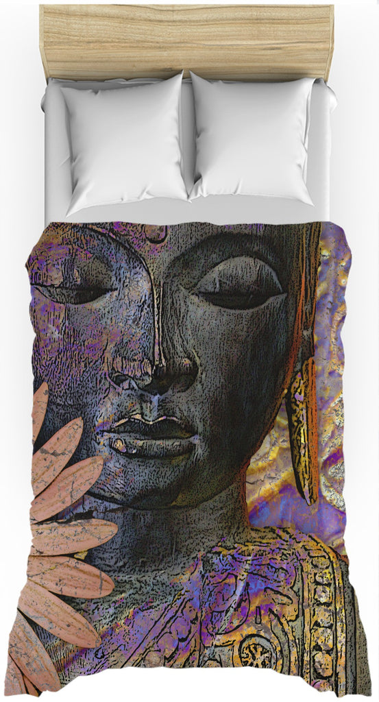 Floral Buddha Art Duvet Cover - Jewels of Wisdom - Duvet Cover - Fusion Idol Arts - New Mexico Artist Christopher Beikmann