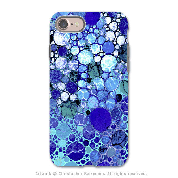 Blue Bubble Abstract - Artistic iPhone 8 Tough Case - Dual Layer Protection - Blue Bubbles - iPhone 8 Tough Case - Fusion Idol Arts - New Mexico Artist Christopher Beikmann