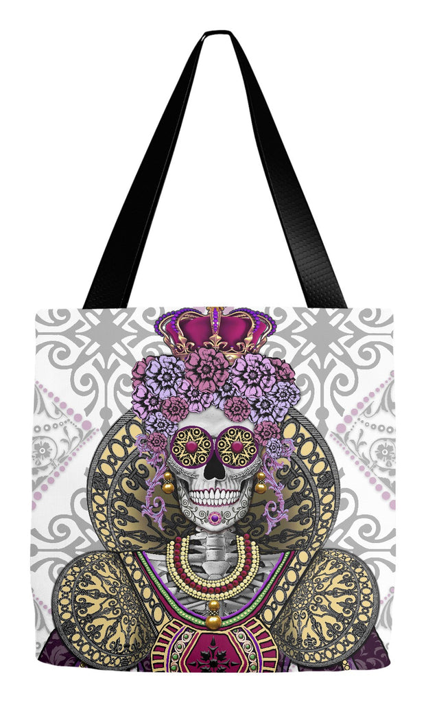 Renaissance Sugar Skull Queen Tote Bag - Mary Queen of Skulls - Tote Bag - Fusion Idol Arts - New Mexico Artist Christopher Beikmann