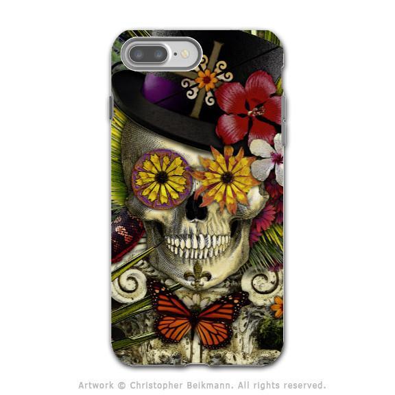 New Orleans Sugar Skull - Voodoo Baron iPhone 8 PLUS Tough Case - Dual Layer Protection - Baron in Bloom - iPhone 8 Plus Tough Case - Fusion Idol Arts - New Mexico Artist Christopher Beikmann