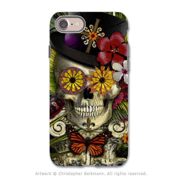 New Orleans Sugar Skull - Voodoo Baron iPhone 7 Tough Case - Dual Layer Protection - Baron in Bloom - iPhone 7 Tough Case - Fusion Idol Arts - New Mexico Artist Christopher Beikmann