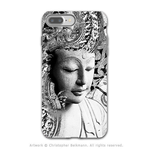 Black and White Buddha - Artistic iPhone 7 PLUS - 7s PLUS Tough Case - Dual Layer Protection - Bliss of Being - iPhone 7 Plus Tough Case - Fusion Idol Arts - New Mexico Artist Christopher Beikmann