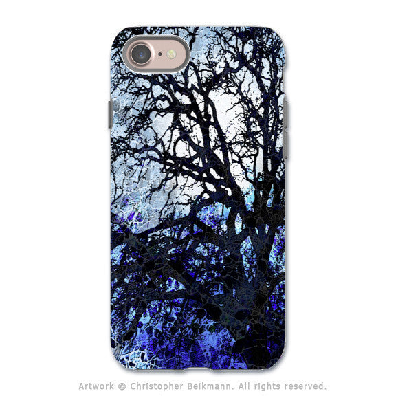 Blue Abstract Tree Art - Apple iPhone 7 Tough Case - Dual Layer Protection - Moonlit Night - iPhone 7 Tough Case - Fusion Idol Arts - New Mexico Artist Christopher Beikmann