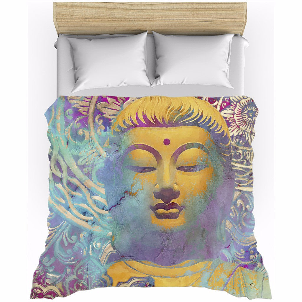 Colorful Modern Buddha Duvet Cover - Light of Truth - Duvet Cover - Fusion Idol Arts - New Mexico Artist Christopher Beikmann