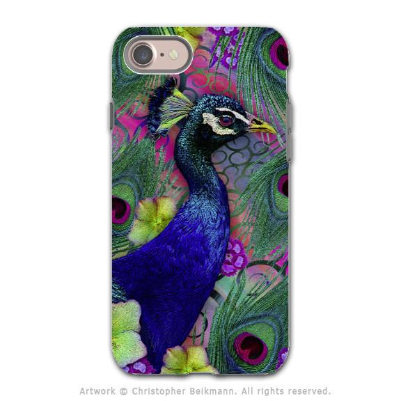 Colorful Peacock Floral - Artistic iPhone 7 / 8 / SE Gen 2 Tough Case - Dual Layer Protection - Nemali Dreams - iPhone 7 Tough Case - Fusion Idol Arts - New Mexico Artist Christopher Beikmann
