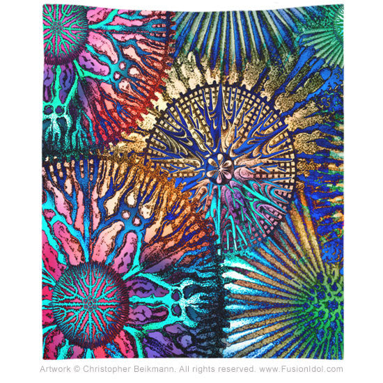 Cosmic Star Coral Abstract Art Tapestry - Tapestry - Fusion Idol Arts - New Mexico Artist Christopher Beikmann