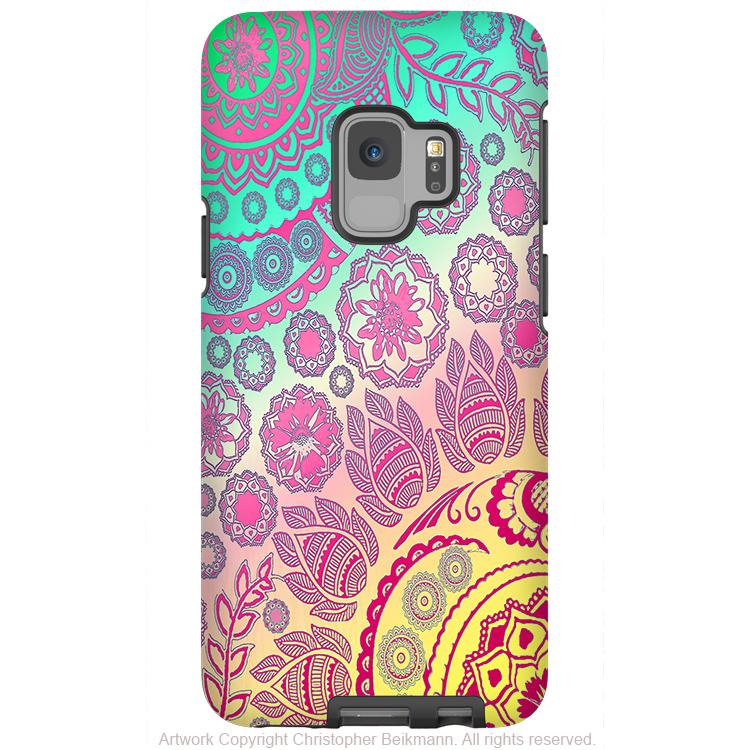 Cotton Candy Mehndi - Galaxy S9 / S9 Plus / Note 9 Tough Case - Dual Layer Protection for Samsung S9 - Pastel Paisley Art Case - Galaxy S9 / S9+ / Note 9 - Fusion Idol Arts - New Mexico Artist Christopher Beikmann