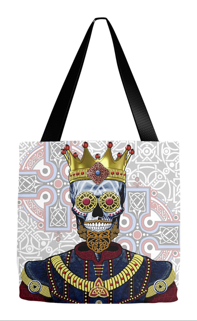 Celtic Sugar Skull King Day of the Dead Tote Bag - O'Skully King of Celts - Tote Bag - Fusion Idol Arts - New Mexico Artist Christopher Beikmann