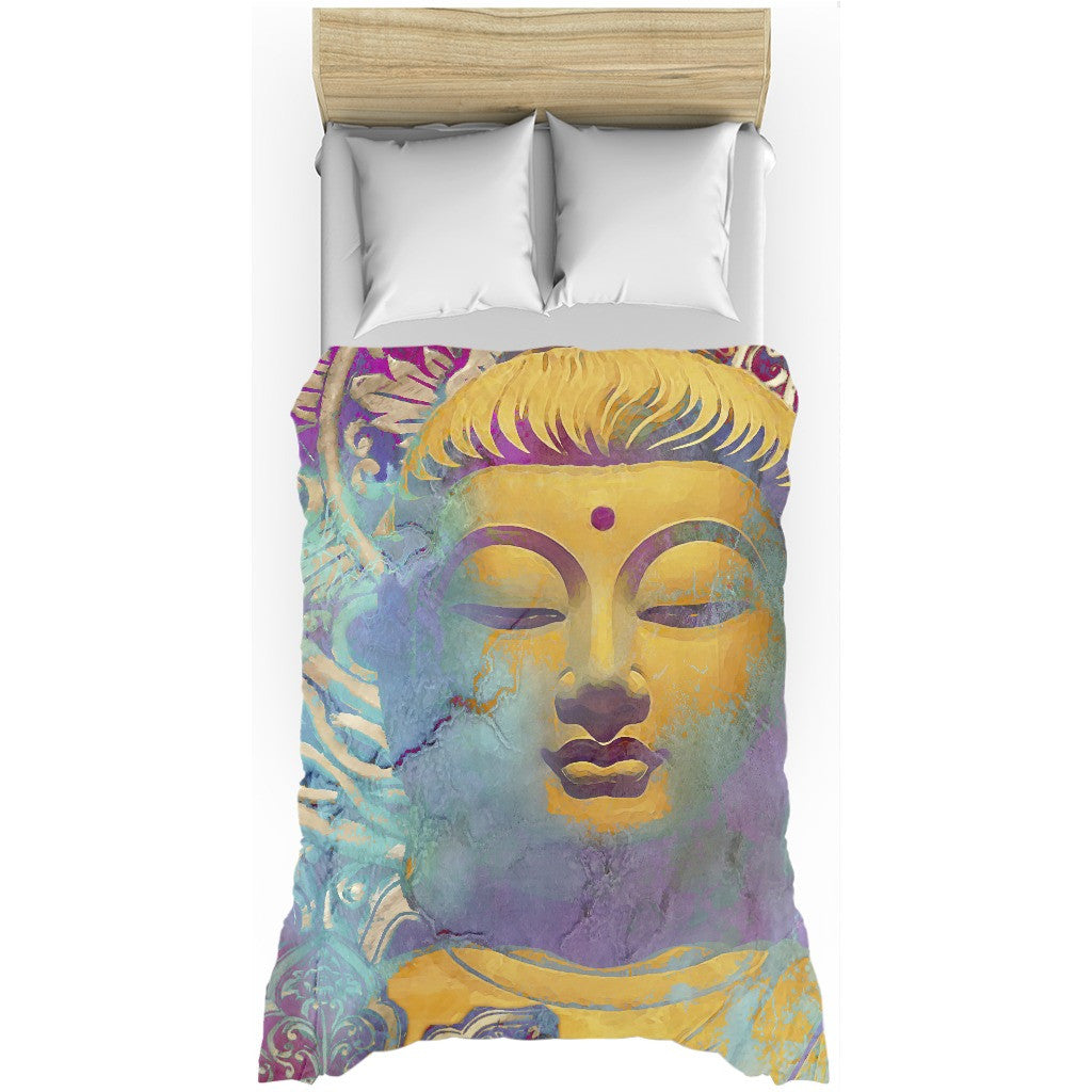 Colorful Modern Buddha Duvet Cover - Light of Truth - Duvet Cover - Fusion Idol Arts - New Mexico Artist Christopher Beikmann