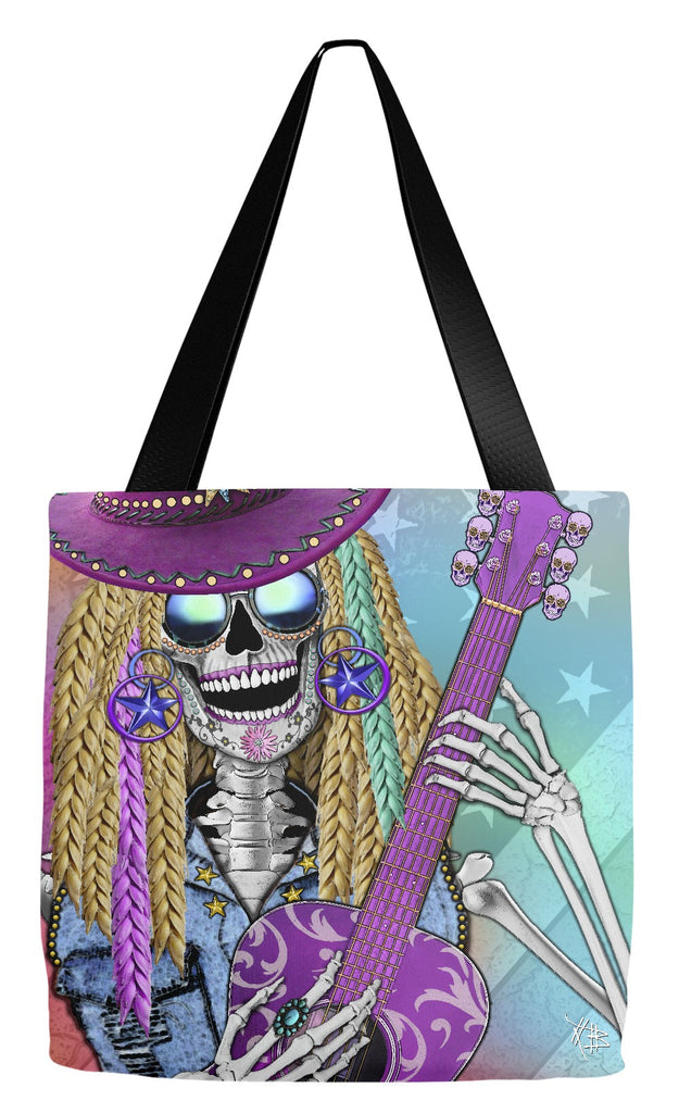 Country Girl Sugar Skull Tote Bag - Day of the Dead - Scary Underwood - Tote Bag - Fusion Idol Arts - New Mexico Artist Christopher Beikmann