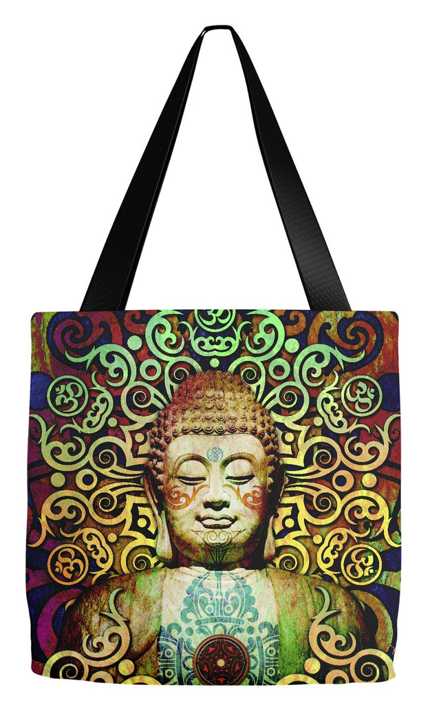 Tribal Buddha Om Tote Bag - Tribal Transcendence - Tote Bag - Fusion Idol Arts - New Mexico Artist Christopher Beikmann