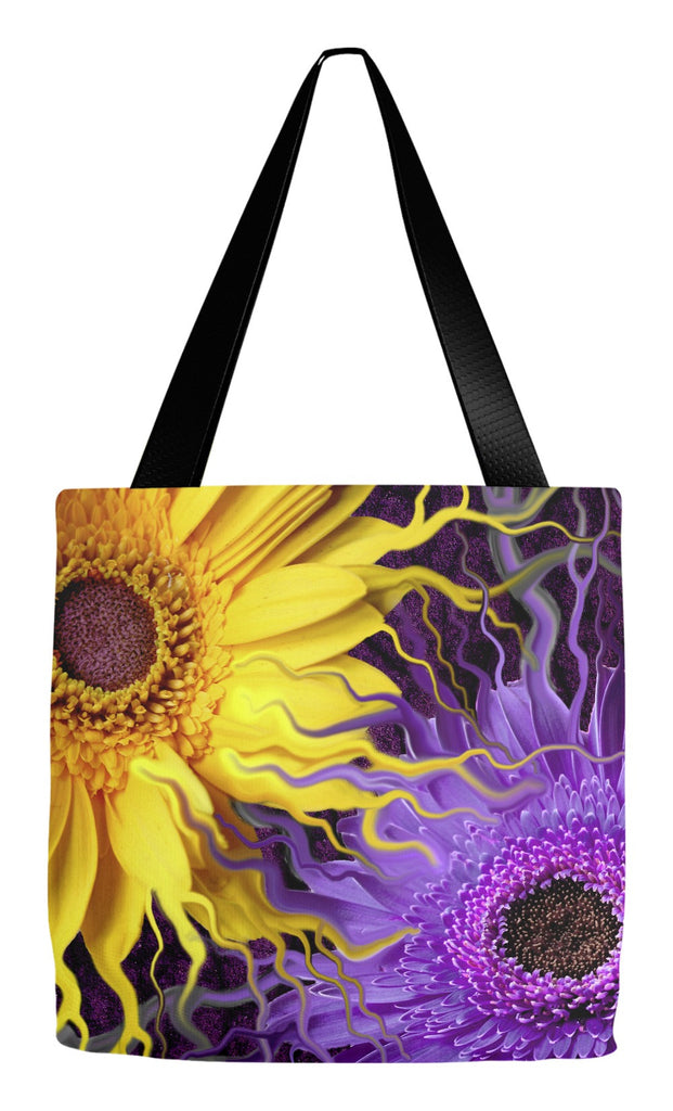Purple and Yellow Daisy Art Tote Bag - Daisy Yin Daisy Yang - Tote Bag - Fusion Idol Arts - New Mexico Artist Christopher Beikmann
