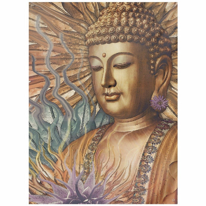 Buddha Tapestry - Orange, Teal and Lavender Buddhist Wall Hanging - Proliferation of Peace - Tapestry - Fusion Idol Arts - New Mexico Artist Christopher Beikmann