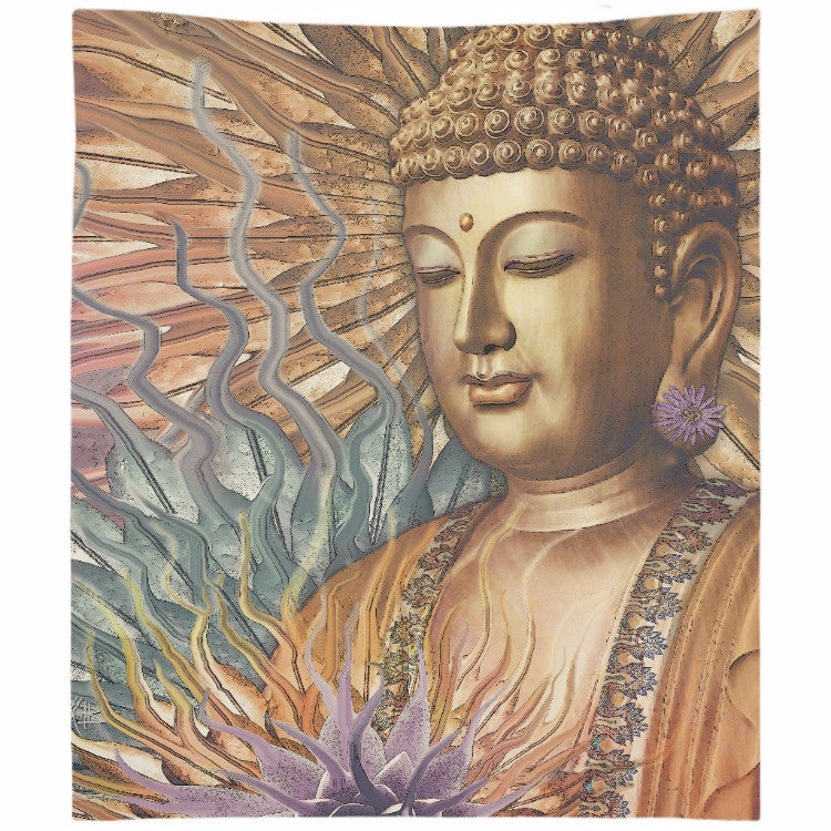 Buddha Tapestry - Orange, Teal and Lavender Buddhist Wall Hanging - Proliferation of Peace - Tapestry - Fusion Idol Arts - New Mexico Artist Christopher Beikmann