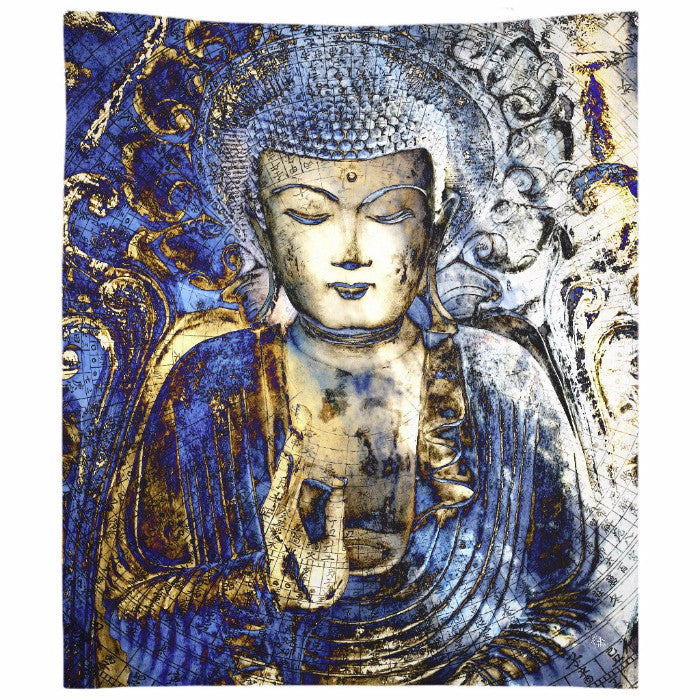 Inner Guidance Blue Buddha Art Tapestry - Tapestry - Fusion Idol Arts - New Mexico Artist Christopher Beikmann