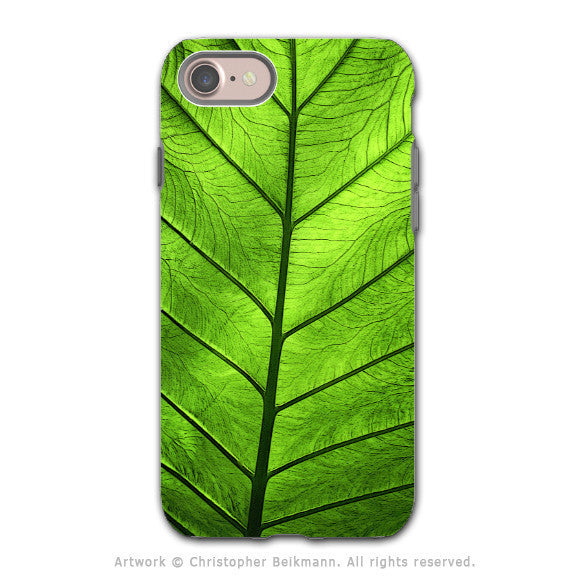 Tropical Green Leaf - Artistic iPhone 7 Tough Case - Dual Layer Protection - Leaf of Knowledge - iPhone 7 Tough Case - Fusion Idol Arts - New Mexico Artist Christopher Beikmann