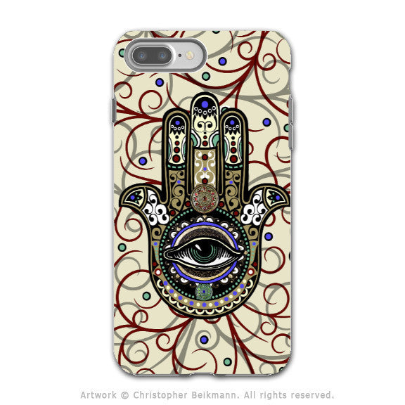 Hamsa Hand - Artistic iPhone 7 PLUS - 7s PLUS Tough Case - Dual Layer Protection - Sacred Defender Hamsa - iPhone 7 Plus Tough Case - Fusion Idol Arts - New Mexico Artist Christopher Beikmann