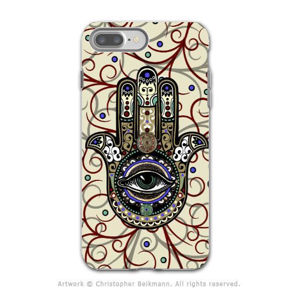 Hamsa Hand - Artistic iPhone 8 PLUS Tough Case - Dual Layer Protection - Sacred Defender Hamsa - iPhone 8 Plus Tough Case - Fusion Idol Arts - New Mexico Artist Christopher Beikmann