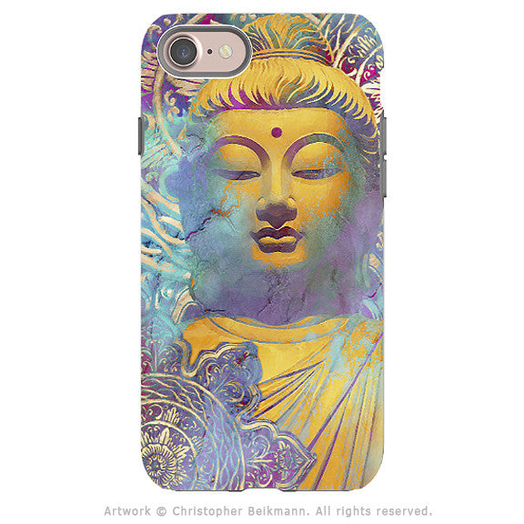 Colorful Pastel Buddha art - Artistic iPhone 8 Tough Case - Dual Layer Protection - Light of Truth - iPhone 8 Tough Case - Fusion Idol Arts - New Mexico Artist Christopher Beikmann