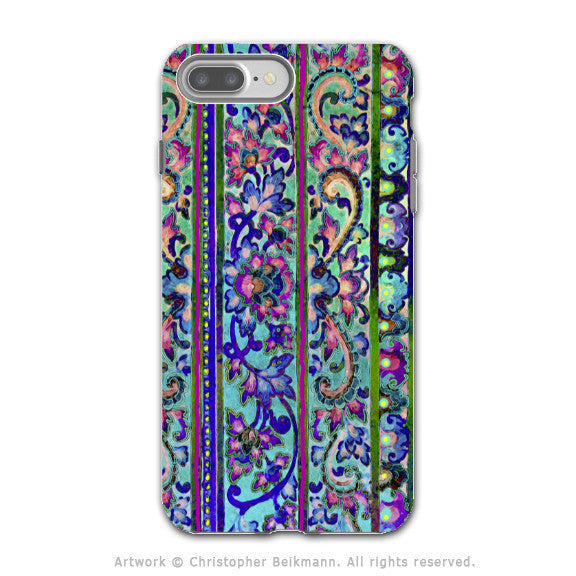 Colorful Floral Line Art - Artistic iPhone 7 PLUS - 7s PLUS Tough Case - Dual Layer Protection - Malaya - iPhone 7 Plus Tough Case - Fusion Idol Arts - New Mexico Artist Christopher Beikmann