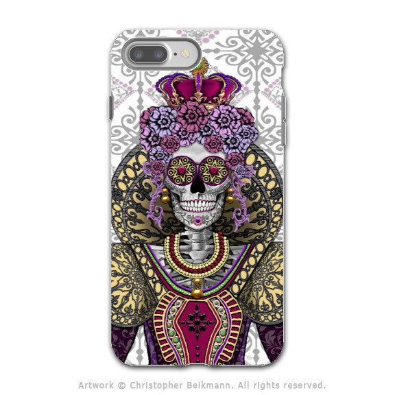 Sugar Skull Renaissance Queen - Artistic iPhone 7 PLUS - 7s PLUS Tough Case - Dual Layer Protection - Mary Queen of Skulls - iPhone 7 Plus Tough Case - Fusion Idol Arts - New Mexico Artist Christopher Beikmann