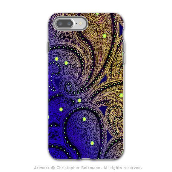 Purple Paisley - Artistic iPhone 8 PLUS Tough Case - Dual Layer Protection - Midnight Astral Paisley - iPhone 8 Plus Tough Case - Fusion Idol Arts - New Mexico Artist Christopher Beikmann