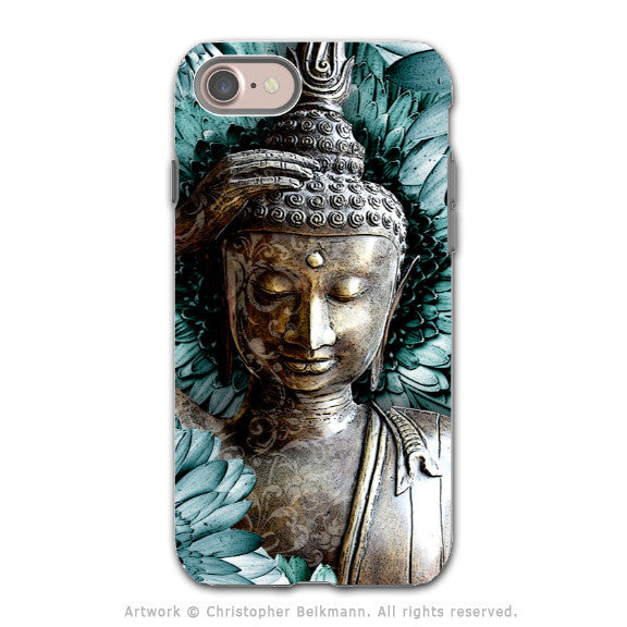 Blue Floral Buddha Apple iPhone 7 Tough Case - Dual Layer Protection - Mind Bloom - iPhone 7 Tough Case - Fusion Idol Arts - New Mexico Artist Christopher Beikmann