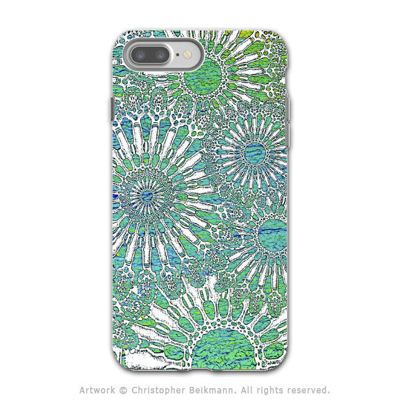 Turquoise Sea Urchin - Artistic iPhone 7 PLUS - 7s PLUS Tough Case - Dual Layer Protection - Ocean Lace - iPhone 7 Plus Tough Case - Fusion Idol Arts - New Mexico Artist Christopher Beikmann