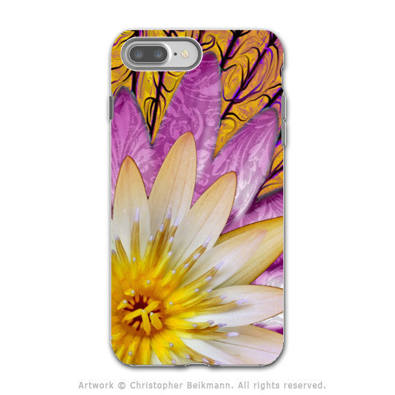 Orange Lotus Blossom - Artistic iPhone 7 PLUS - 7s PLUS Tough Case - Dual Layer Protection - Sun Bloom - iPhone 7 Plus Tough Case - Fusion Idol Arts - New Mexico Artist Christopher Beikmann