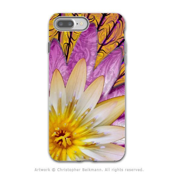 Orange Lotus Blossom - Artistic iPhone 8 PLUS Tough Case - Dual Layer Protection - Sun Bloom - iPhone 8 Plus Tough Case - Fusion Idol Arts - New Mexico Artist Christopher Beikmann