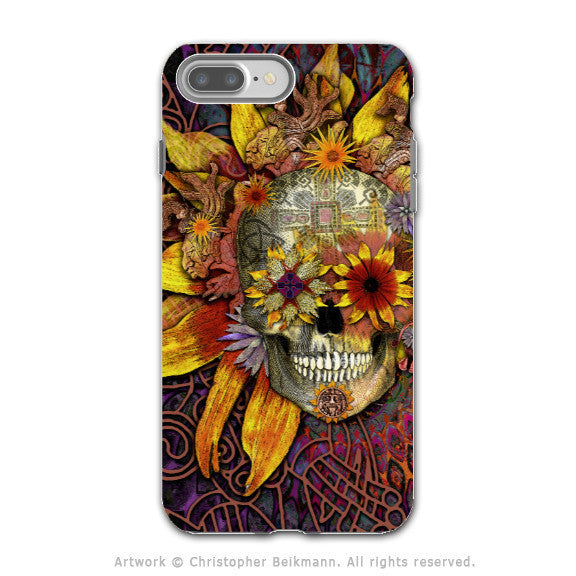 Floral Sugar Skull - Artistic iPhone 7 PLUS - 7s PLUS Tough Case - Dual Layer Protection - Origins Botaniskull - iPhone 7 Plus Tough Case - Fusion Idol Arts - New Mexico Artist Christopher Beikmann