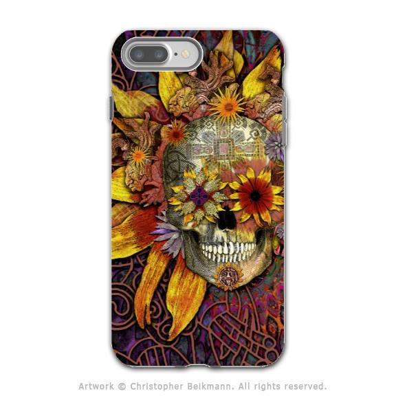 Floral Sugar Skull - Artistic iPhone 8 PLUS Tough Case - Dual Layer Protection - Origins Botaniskull - iPhone 8 Plus Tough Case - Fusion Idol Arts - New Mexico Artist Christopher Beikmann
