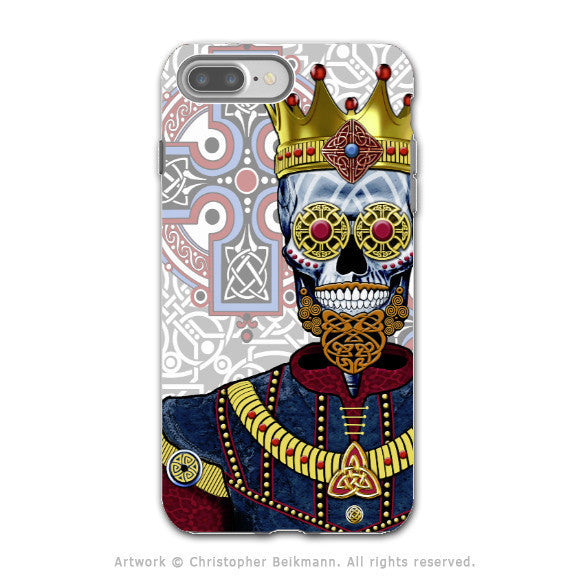 Sugar Skull Renaissance King - Artistic iPhone 7 PLUS - 7s PLUS Tough Case - Dual Layer Protection - O'Skully King of Celts - iPhone 7 Plus Tough Case - Fusion Idol Arts - New Mexico Artist Christopher Beikmann