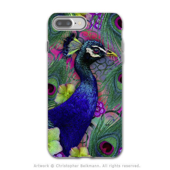 Colorful Peacock Floral - Artistic iPhone 7 PLUS - 7s PLUS Tough Case - Dual Layer Protection - Nemali Dreams - iPhone 7 Plus Tough Case - Fusion Idol Arts - New Mexico Artist Christopher Beikmann
