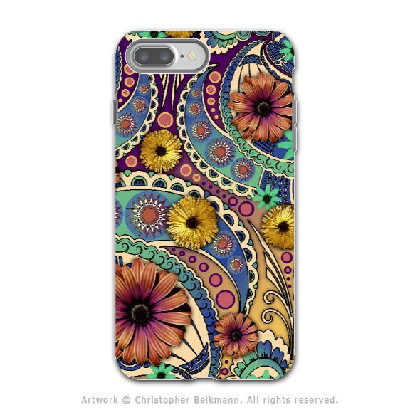 Colorful Paisley Daisy Art - Artistic iPhone 8 PLUS Tough Case - Dual Layer Protection - Petals and Paisley - iPhone 8 Plus Tough Case - Fusion Idol Arts - New Mexico Artist Christopher Beikmann