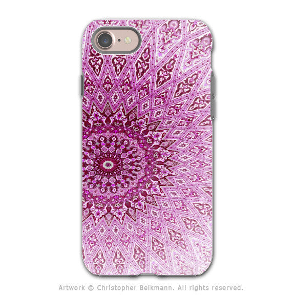 Pink Zen Mandala - Artistic iPhone 7 Tough Case - Dual Layer Protection - Rose Mandala - iPhone 7 Tough Case - Fusion Idol Arts - New Mexico Artist Christopher Beikmann
