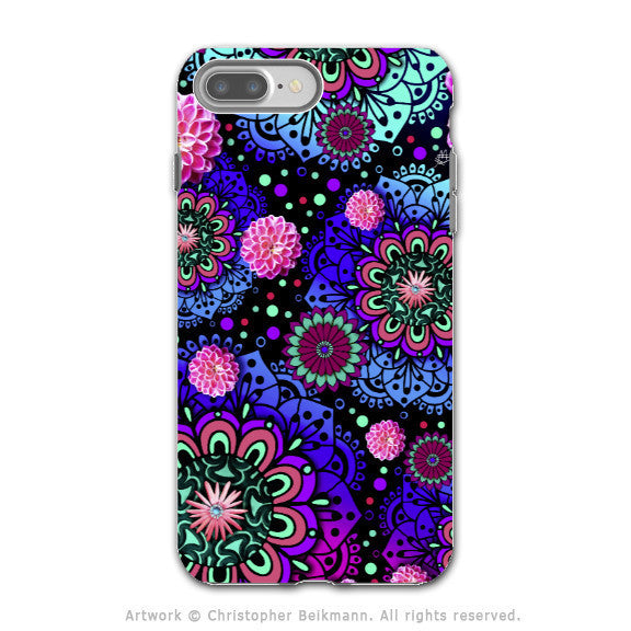 Colorful Modern Paisley - Artistic iPhone 7 PLUS - 7s PLUS Tough Case - Dual Layer Protection - Frilly Floratopia - iPhone 7 Plus Tough Case - Fusion Idol Arts - New Mexico Artist Christopher Beikmann
