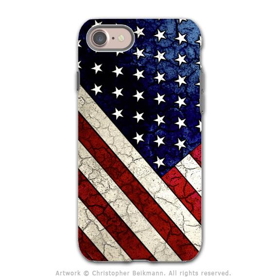 American Flag iPhone SE Tough Case - Dual Layer Protection - USA Flag - Stars and Stripes - iPhone SE / SE2 - Fusion Idol Arts - New Mexico Artist Christopher Beikmann