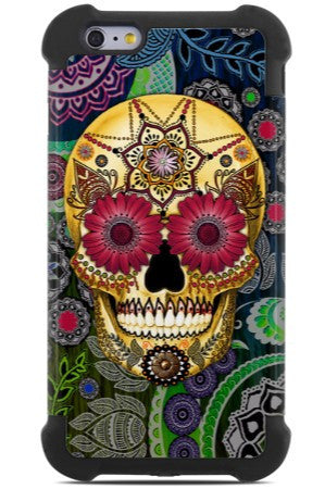 Colorful Sugar Skull Paisley Garden - iPhone 6 Plus / iPhone 6s Plus SUPER BUMPER Case - iPhone 6 6s Plus SUPER BUMPER Case - Fusion Idol Arts - New Mexico Artist Christopher Beikmann