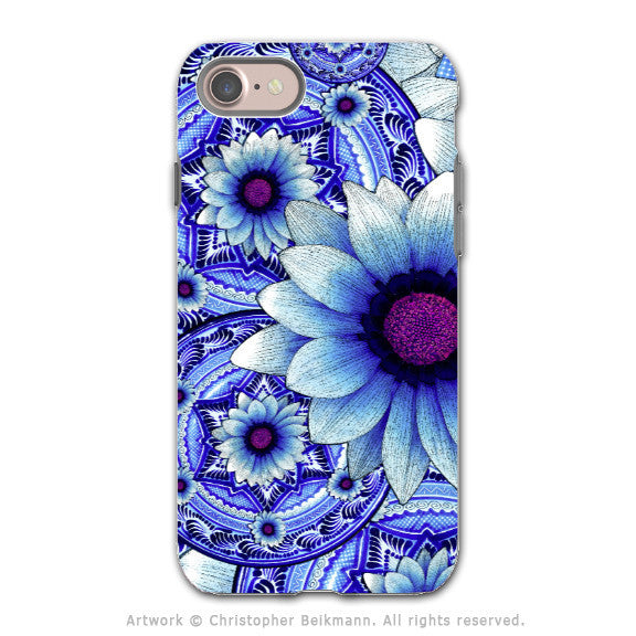 Blue Floral Apple iPhone 7 Tough Case - Dual Layer Protection - Talavera Alejandra - iPhone 7 Tough Case - Fusion Idol Arts - New Mexico Artist Christopher Beikmann